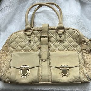 Kate Landry light beige quilted leather tote bag